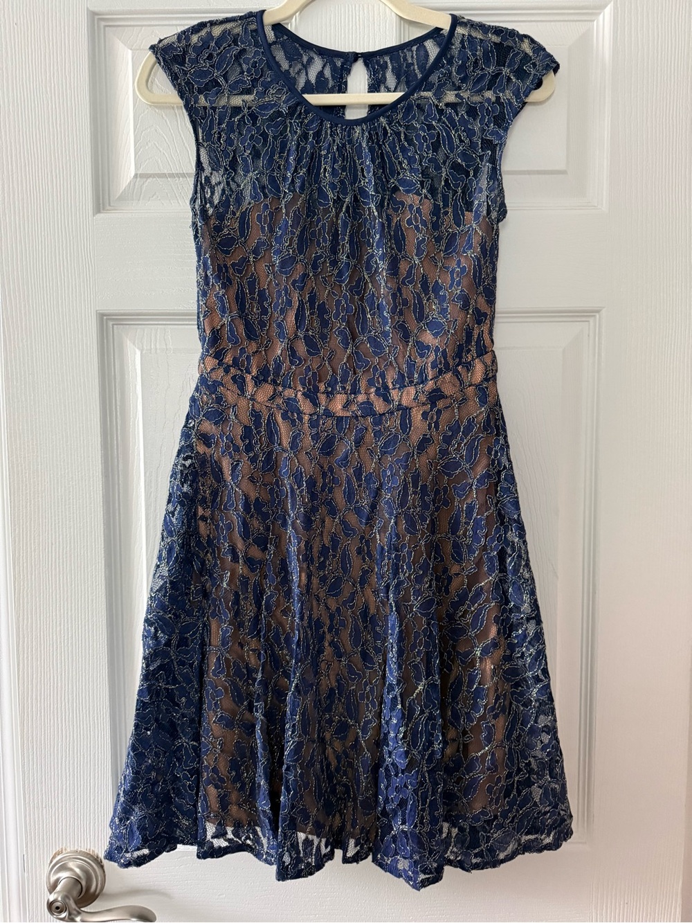 MM Couture - Miss Me - Blue Lace Fit & Flare Mini Dress